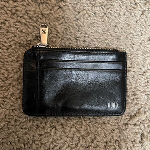 HOBO Card Holder - Black Leather